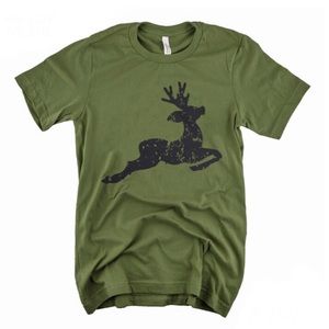 Reindeer Christmas Tee (Olive Green)